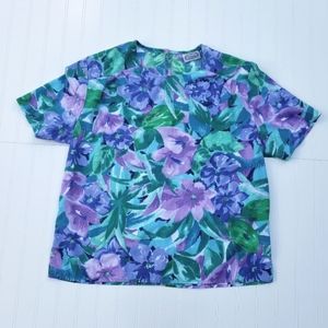 *Vintage* 1980's The Villager floral boxy fit top